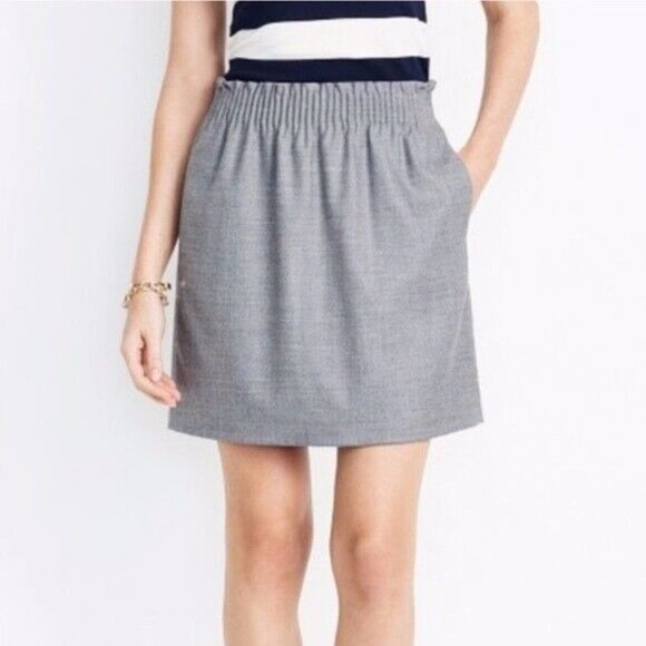 J. Crew Women's Gray Wool Blend Elastic Waistband Lined Sidewalk Skirt Size 16 - Picture 1 of 5